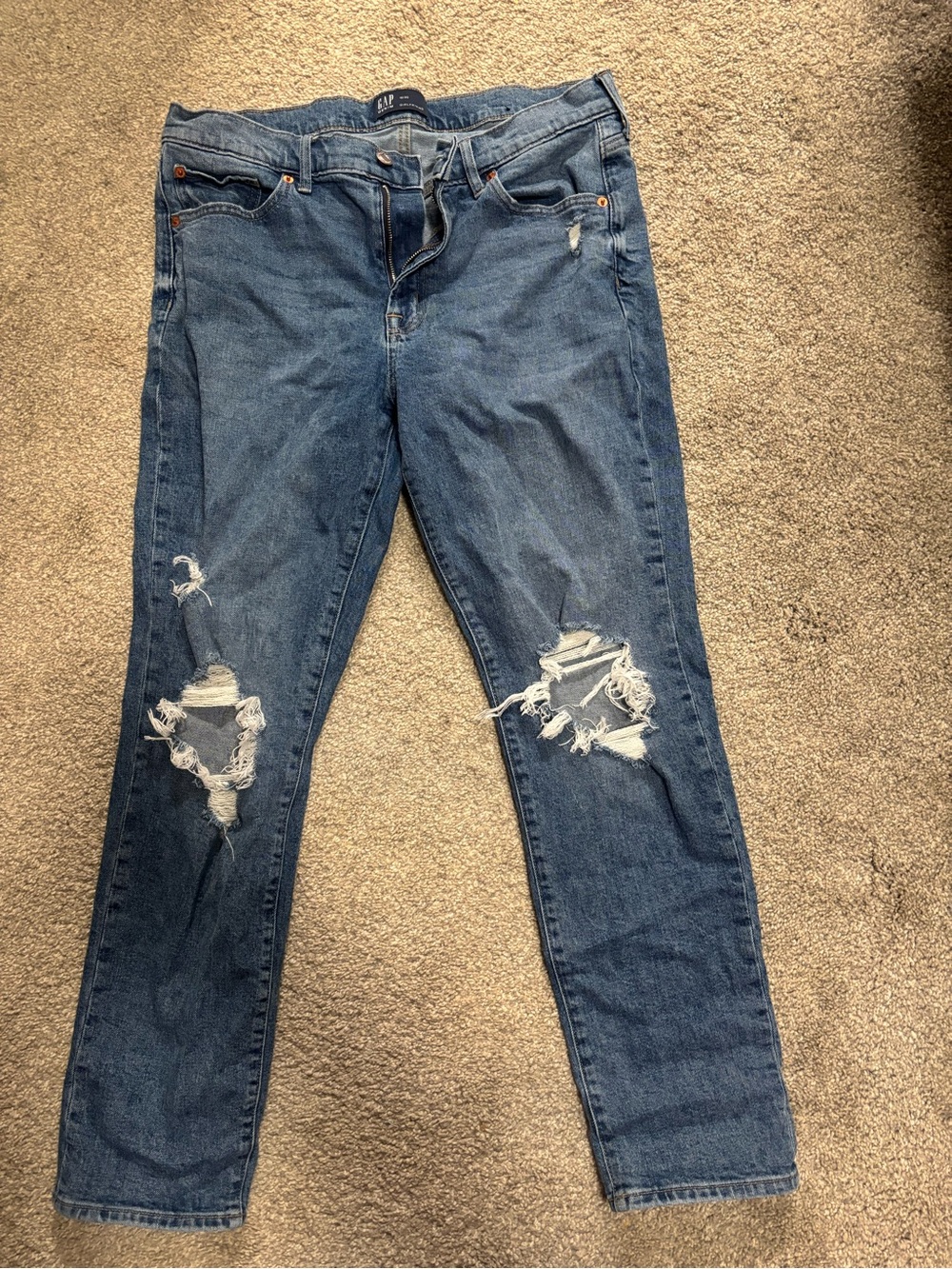 GAP Women's Ripped Dark Blue Skinny Jeans
